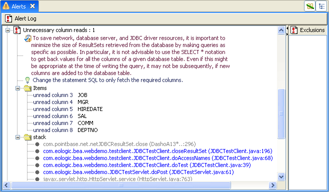 Unnecessary Column Read Alert