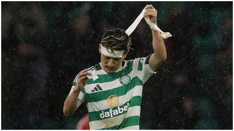 積極逼搶的前田大然經常成功搏得角球。REUTERS