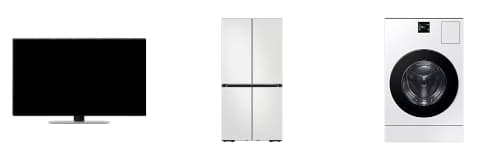 AI 제품 이미지(TV, 냉장고, 세탁기).