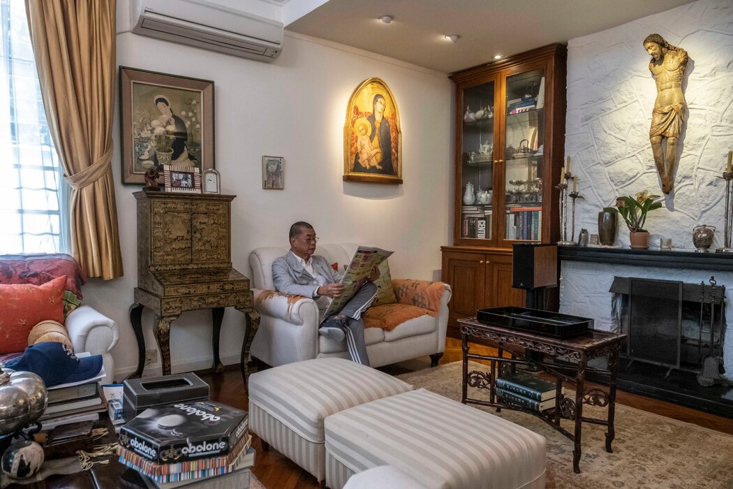 黎智英在家中，摄于2020年8月。