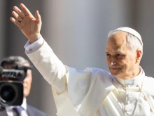 Pope Leo XIV greets pilgrims at the Wednesday general audience in St. Peter's Square, Wednesday, June 25, 2025