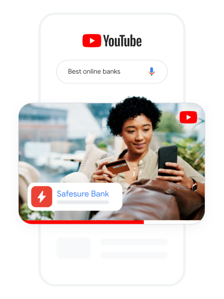 A video ad for a bank in YouTube search results.
