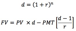 Diagram of financial formula for calculating future value of original balance