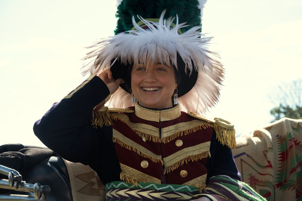 《花月杀手》中饰演一位奥塞奇部落新娘的莉莉·格莱斯顿,导演:马丁·斯科塞斯